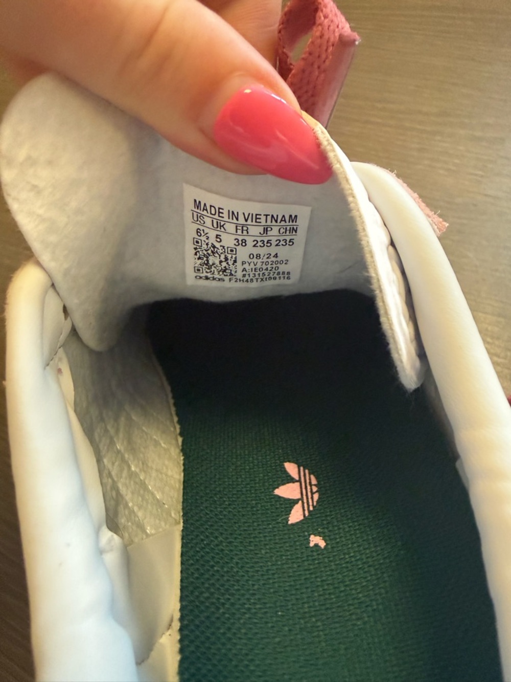 adidas Pink with Green Stripe Platform Sneakers - Picture 4 of 5
